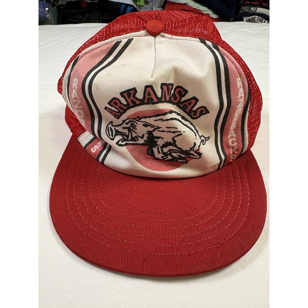 VINTAGE Arkansas Razorbacks Hat Cap 1980's Snapback Mesh Back Adult